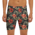 Vintage Tropical Hibiscus Floral Print Men's Long Boxer Briefs