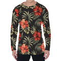 Vintage Tropical Hibiscus Floral Print Men's Long Sleeve T-Shirt