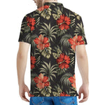 Vintage Tropical Hibiscus Floral Print Men's Polo Shirt