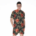 Vintage Tropical Hibiscus Floral Print Men's Romper