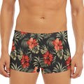 Vintage Tropical Hibiscus Floral Print Men's Short Boxer Briefs
