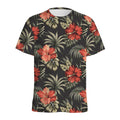 Vintage Tropical Hibiscus Floral Print Men's Athletic T-Shirt