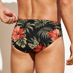 Vintage Tropical Hibiscus Floral Print Men's Swim Briefs