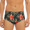 Vintage Tropical Hibiscus Floral Print Men's Triangle Swim Briefs
