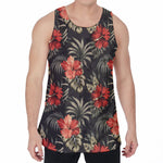 Vintage Tropical Hibiscus Floral Print Men's Velvet Tank Top