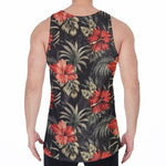 Vintage Tropical Hibiscus Floral Print Men's Velvet Tank Top