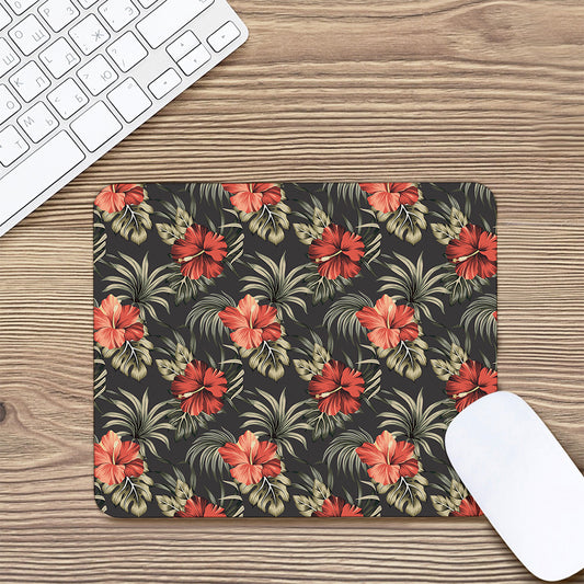 Vintage Tropical Hibiscus Floral Print Mouse Pad