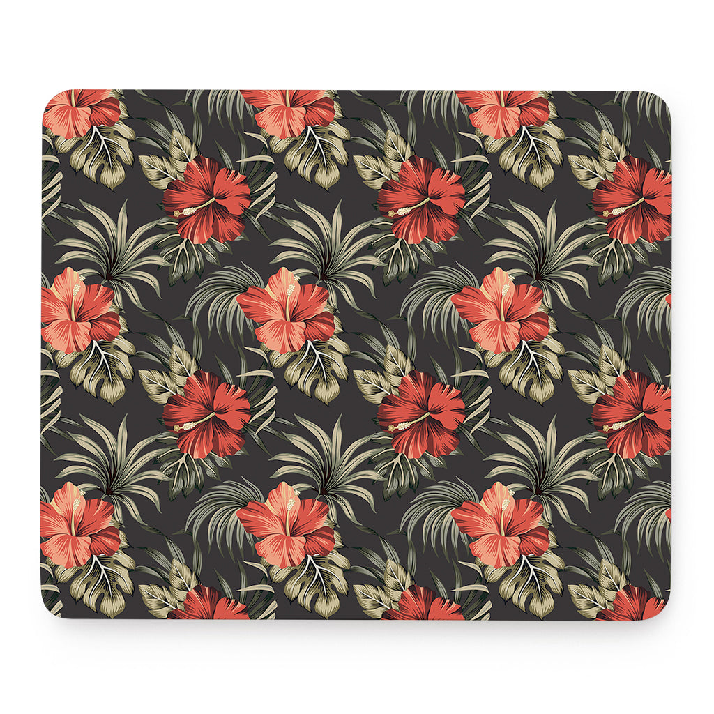 Vintage Tropical Hibiscus Floral Print Mouse Pad