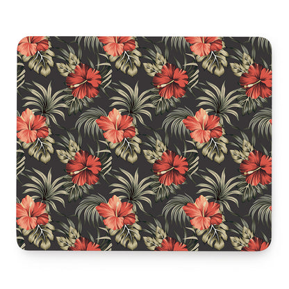 Vintage Tropical Hibiscus Floral Print Mouse Pad