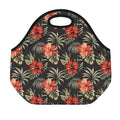 Vintage Tropical Hibiscus Floral Print Neoprene Lunch Bag