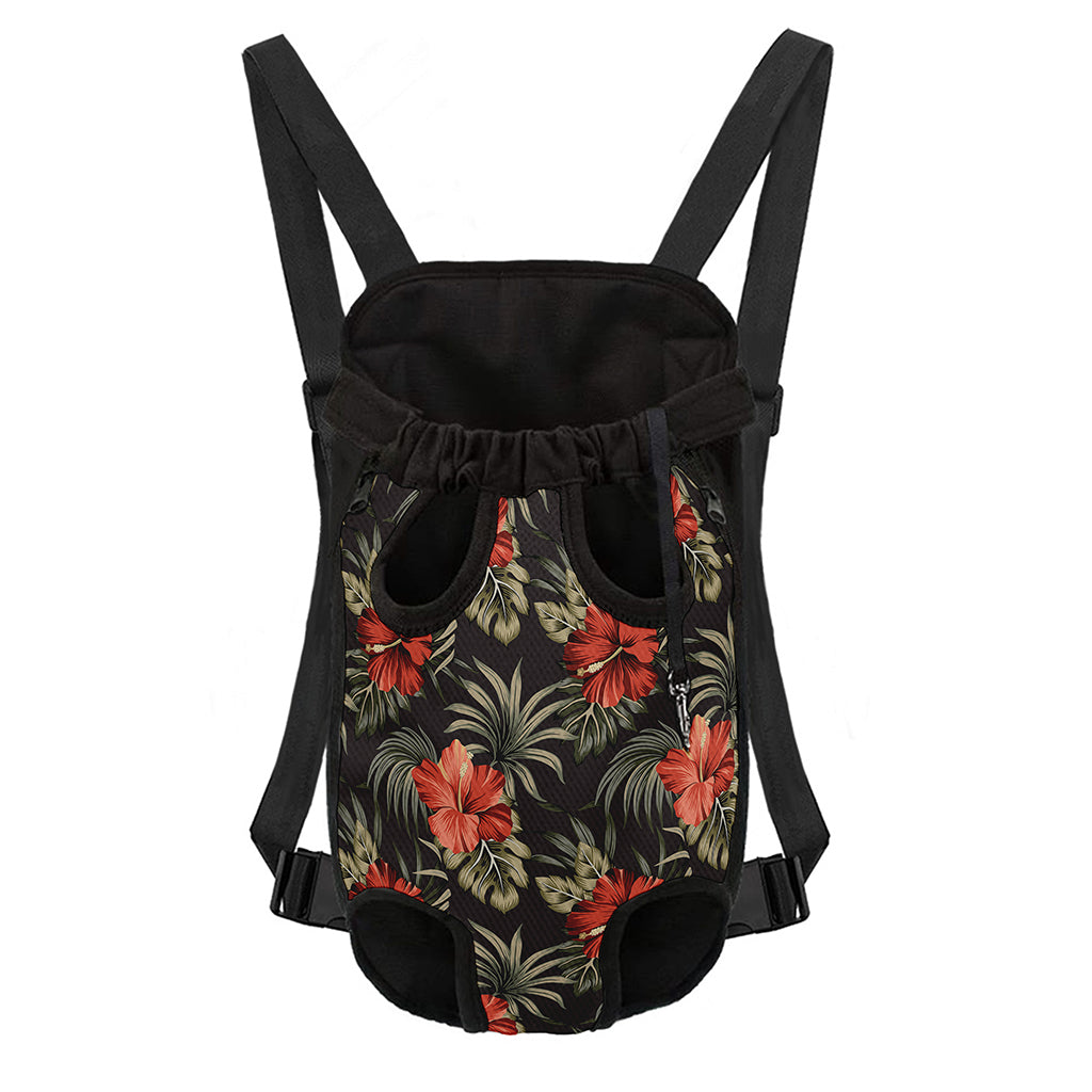 Vintage Tropical Hibiscus Floral Print Pet Carrier Backpack