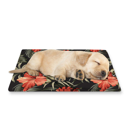 Vintage Tropical Hibiscus Floral Print Pet Cooling Mat Cover