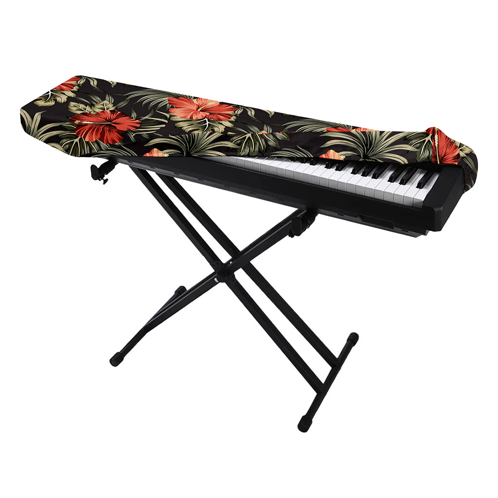 Vintage Tropical Hibiscus Floral Print Piano Keyboard Cover