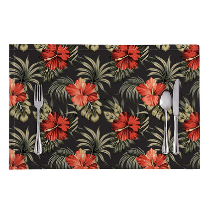 Vintage Tropical Hibiscus Floral Print Placemat