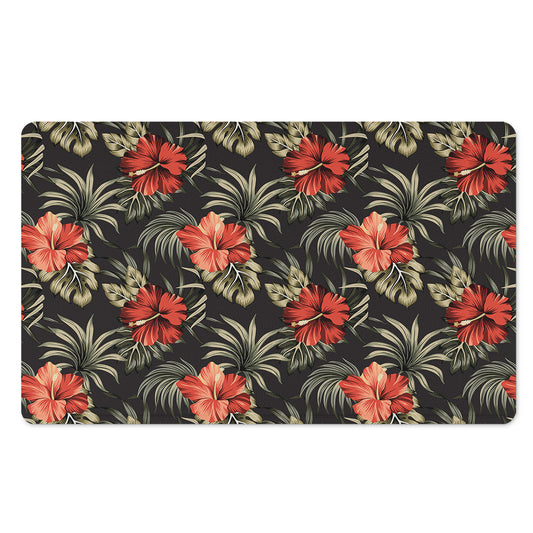 Vintage Tropical Hibiscus Floral Print Polyester Doormat
