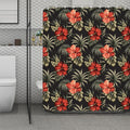 Vintage Tropical Hibiscus Floral Print Polyester Shower Curtain