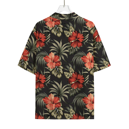 Vintage Tropical Hibiscus Floral Print Rayon Hawaiian Shirt