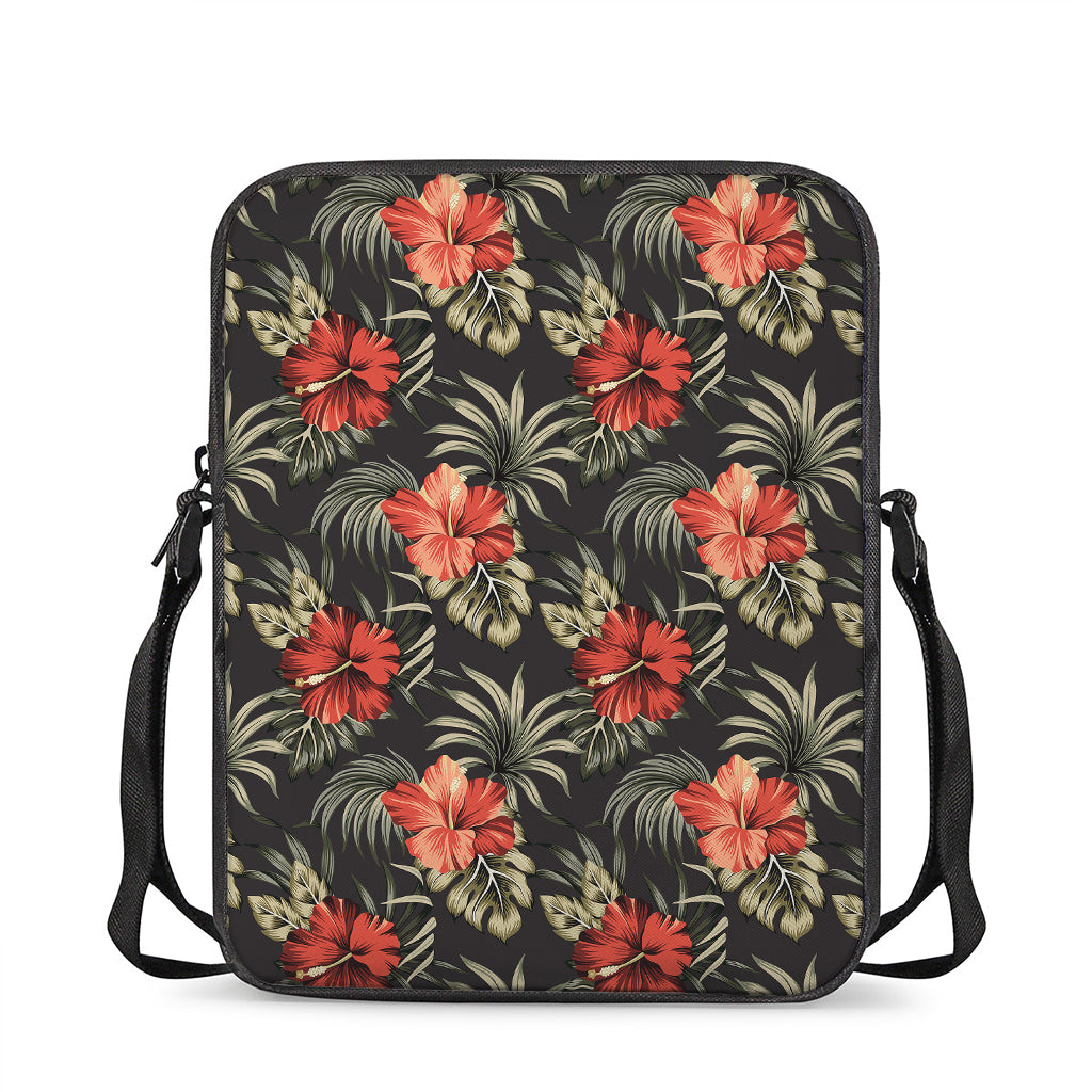 Vintage Tropical Hibiscus Floral Print Rectangular Crossbody Bag