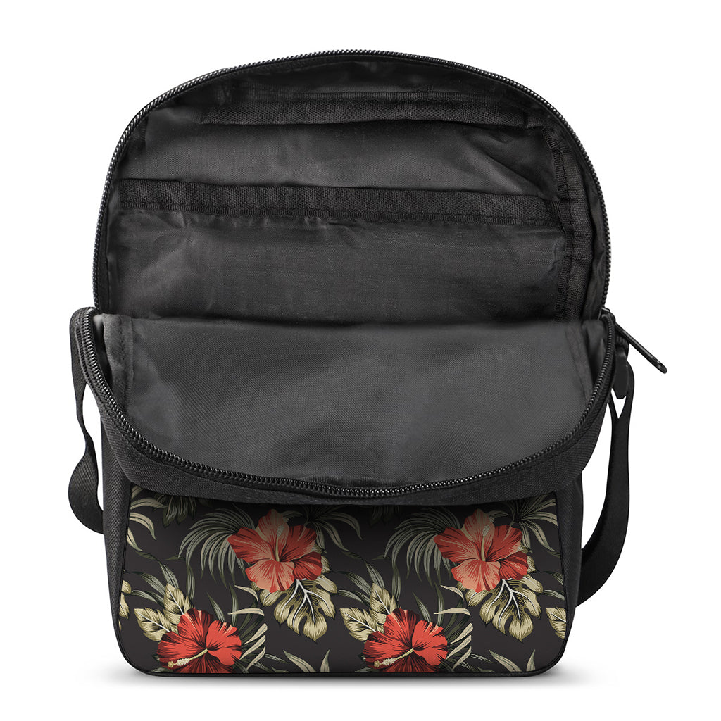 Vintage Tropical Hibiscus Floral Print Rectangular Crossbody Bag