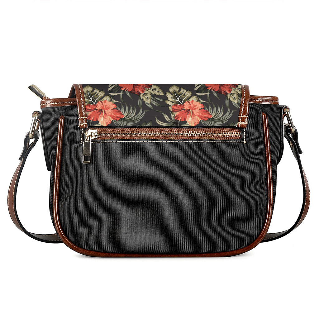 Vintage Tropical Hibiscus Floral Print Saddle Bag