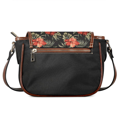 Vintage Tropical Hibiscus Floral Print Saddle Bag