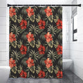 Vintage Tropical Hibiscus Floral Print Shower Curtain