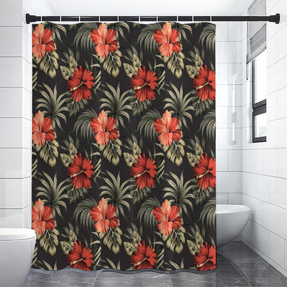Vintage Tropical Hibiscus Floral Print Shower Curtain