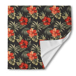 Vintage Tropical Hibiscus Floral Print Silk Bandana