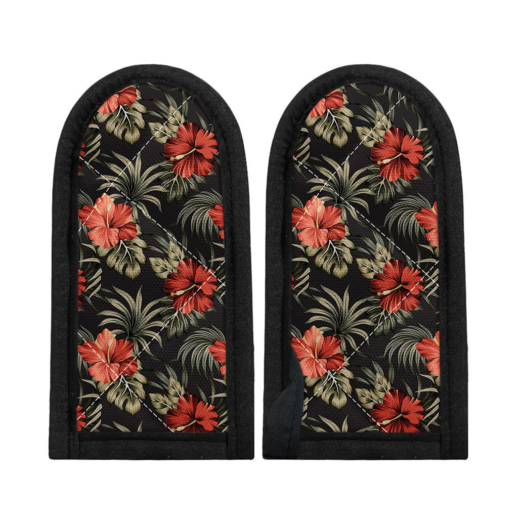 Vintage Tropical Hibiscus Floral Print Skillet Handle Cover