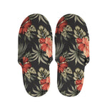 Vintage Tropical Hibiscus Floral Print Slippers