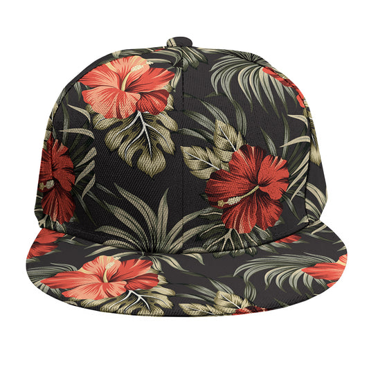 Vintage Tropical Hibiscus Floral Print Snapback Cap
