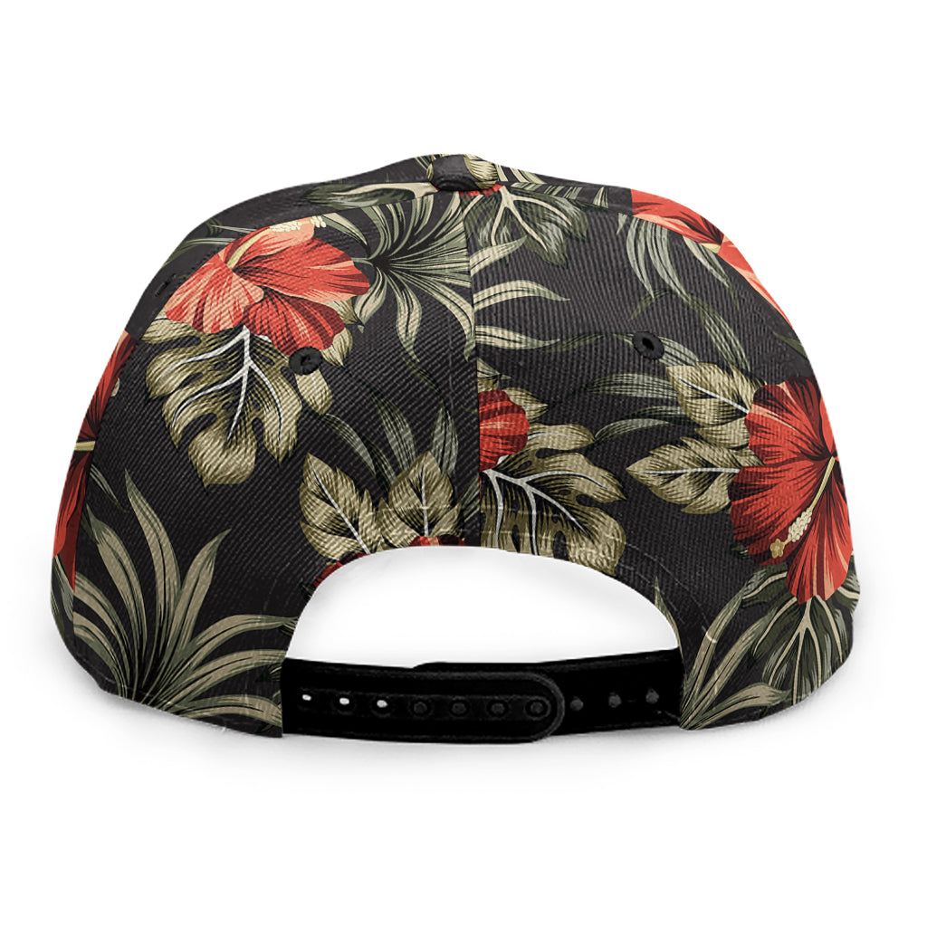 Vintage Tropical Hibiscus Floral Print Snapback Cap