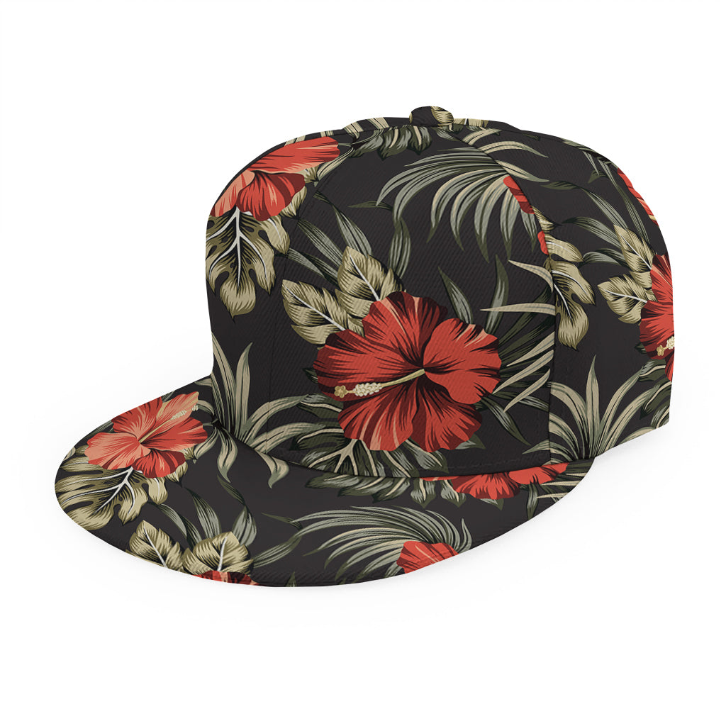 Vintage Tropical Hibiscus Floral Print Snapback Cap
