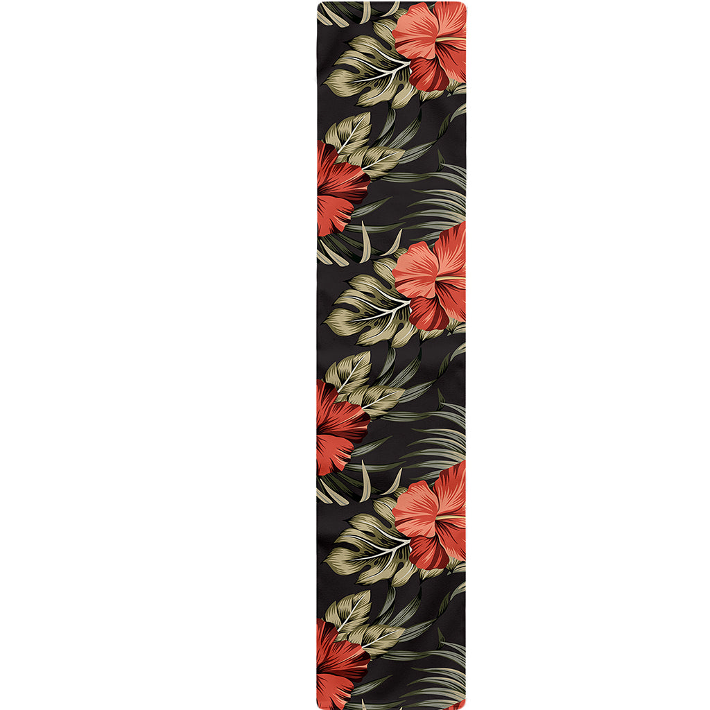 Vintage Tropical Hibiscus Floral Print Table Runner