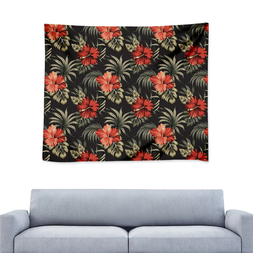 Vintage Tropical Hibiscus Floral Print Tapestry
