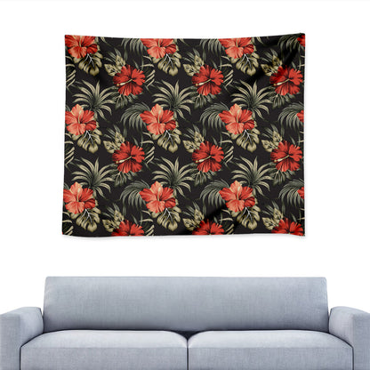 Vintage Tropical Hibiscus Floral Print Tapestry
