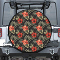 Vintage Tropical Hibiscus Floral Print Tire Cover