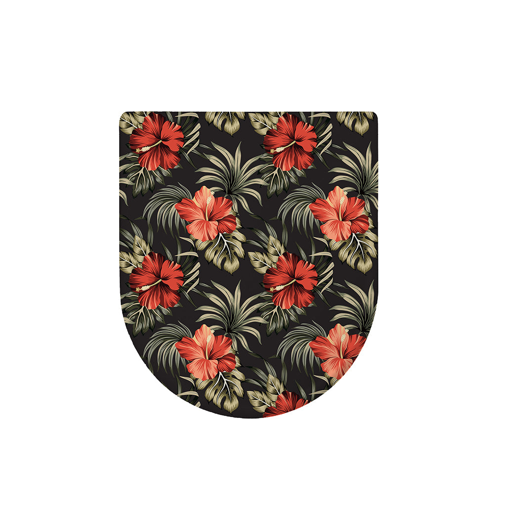 Vintage Tropical Hibiscus Floral Print Toilet Lid Cover