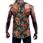 Vintage Tropical Hibiscus Floral Print Training Tank Top