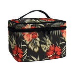 Vintage Tropical Hibiscus Floral Print Travel Makeup Bag
