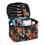Vintage Tropical Hibiscus Floral Print Travel Makeup Bag