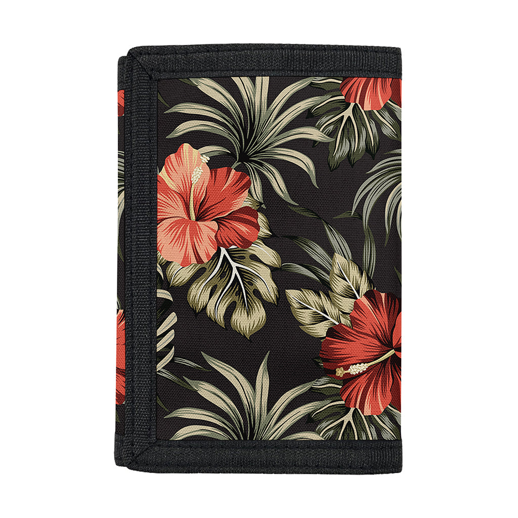 Vintage Tropical Hibiscus Floral Print Trifold Wallet
