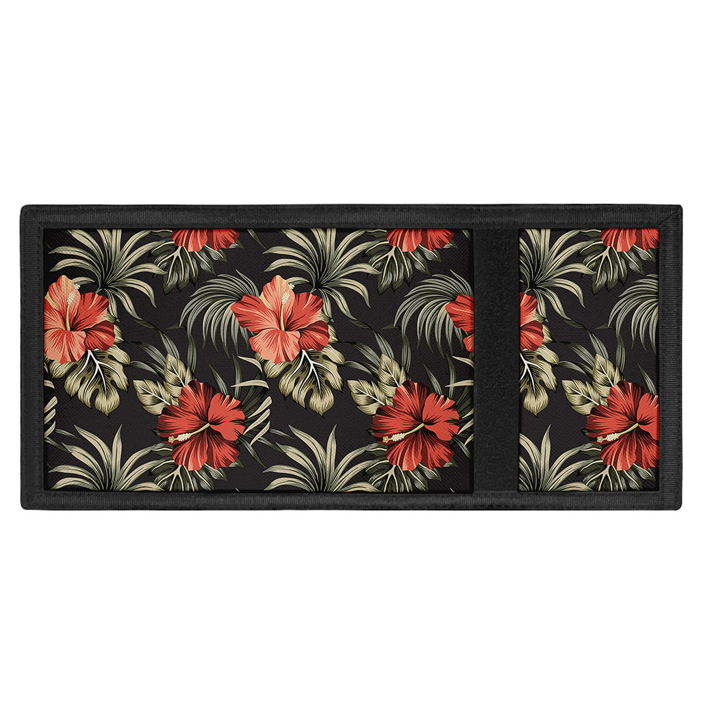 Vintage Tropical Hibiscus Floral Print Trifold Wallet