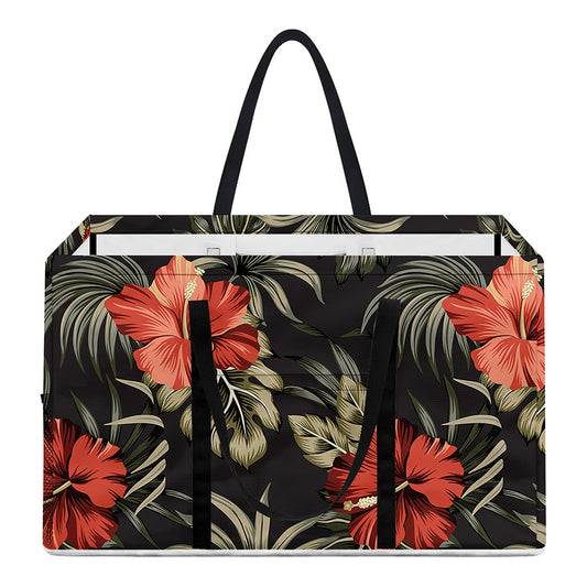 Vintage Tropical Hibiscus Floral Print Utility Tote Bag