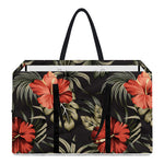 Vintage Tropical Hibiscus Floral Print Utility Tote Bag