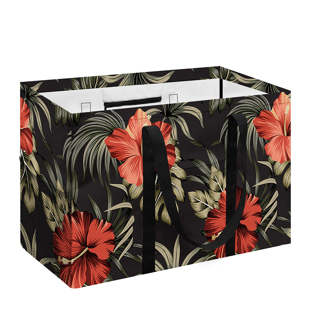 Vintage Tropical Hibiscus Floral Print Utility Tote Bag
