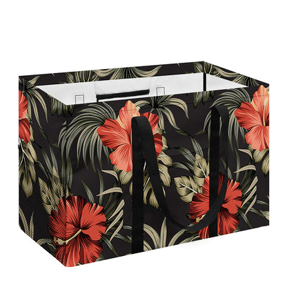 Vintage Tropical Hibiscus Floral Print Utility Tote Bag