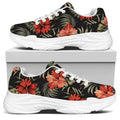 Vintage Tropical Hibiscus Floral Print White Chunky Shoes