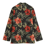 Vintage Tropical Hibiscus Floral Print Women's Cotton Blazer