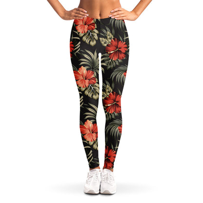 Vintage Tropical Hibiscus Floral Print Women's Leggings